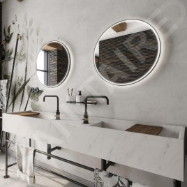 Nimco Miroirs - Miroir avec éclairage LED, diamètre 60 cm, noir mat ZPC 28000R-90