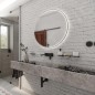 Nimco Miroirs - Miroir avec éclairage LED, diamètre 80 cm, noir mat ZPC 28002R-90