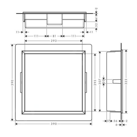 Hansgrohe XtraStoris Original - Niche murale avec cadre, 300 x 300 x 70 mm, noir mat 56093670