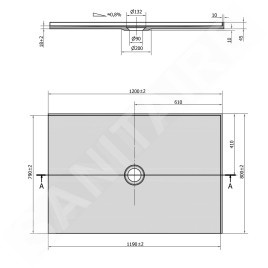 Polysan Receveurs de douche - Receveur de douche Mirai 1200x800 mm, droite, marbre coulé, blanc 73178