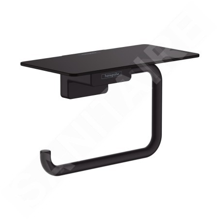 Hansgrohe AddStoris - Porte-papier toilette avec étagère, noir mat 41772670