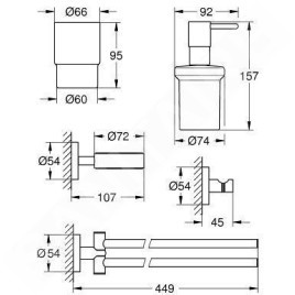 Grohe Essentials - Ensemble d’accessoires pour salle de bains 4 en 1, chrome 40846001