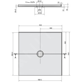 Polysan Receveurs de douche - Receveur de douche Mirai, 900x900 mm, marbre coulé, blanc 73165