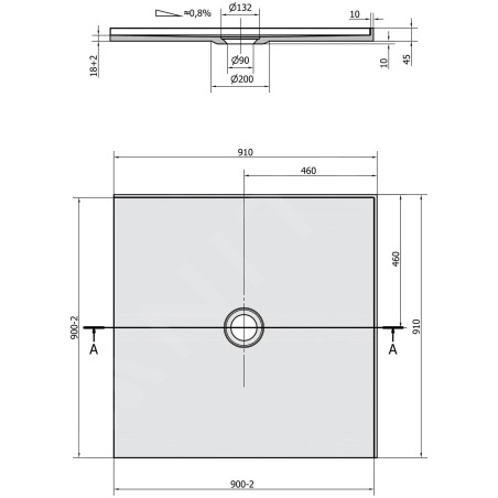 Polysan Receveurs de douche - Receveur de douche Mirai, 900x900 mm, marbre coulé, blanc 73165