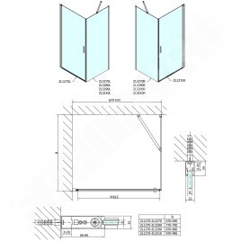 Polysan Zoom Line - Porte de douche 700 mm, verre clair ZL1270