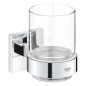 Grohe QuickFix Start Cube - Verre pour brosses à dents et dentifrice avec support, verre/chrome 41097000 Grohe QuickFix Start Cube - Verre pour brosses à dents et dentifrice avec support, verre/chrome 41097000
