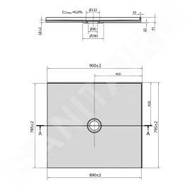 Polysan Receveurs de douche - Receveur de douche Mirai 900x800 mm, droite, marbre coulé, blanc 73168