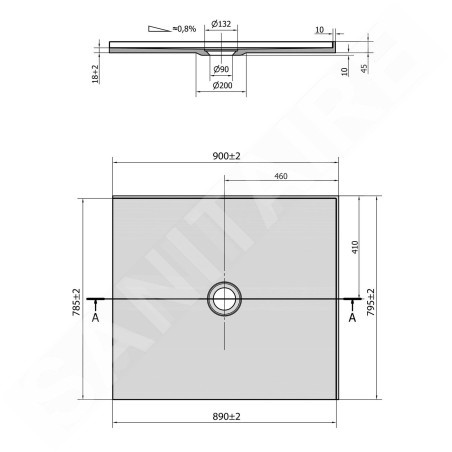 Polysan Receveurs de douche - Receveur de douche Mirai 900x800 mm, droite, marbre coulé, blanc 73168