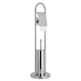 Aqualine Samba - Porte-rouleau toilette avec brosse de toilette à poser, chrome SB131