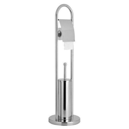 Aqualine Samba - Porte-rouleau toilette avec brosse de toilette à poser, chrome SB131