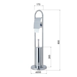 Aqualine Samba - Porte-rouleau toilette avec brosse de toilette à poser, chrome SB131