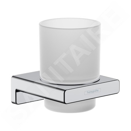 Hansgrohe AddStoris - Porte-verre pour brosse à dents et dentrifrice avec support, verre mat / chrome 41749000