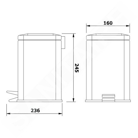 Aqualine Simple Line - Poubelle carré 3 l, inox poli GAQ003