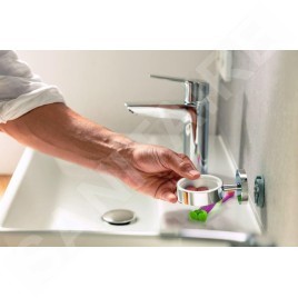 Grohe QuickFix Start Cube - Distributeur de savon avec support, verre/chrome 41098000