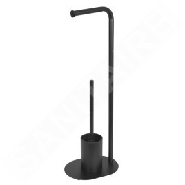 Aqualine Samba - Porte-papier hygiénique sur pied avec brosse WC, noir SB236