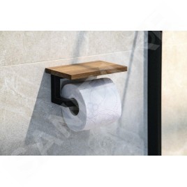Sapho Ska - Porte-papier hygiénique, avec étagère, noir/chêne SKA421