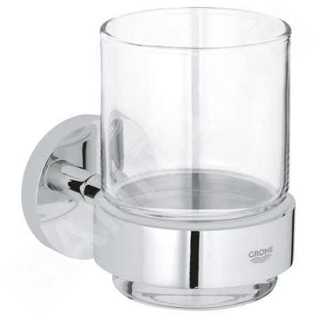 Grohe QuickFix Start - Verre pour brosses à dents et dentifrice avec support, verre/chrome 41194000
