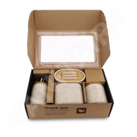 Nimco Kora - Set d'accessoires de salle de bain 4 en 1, beige sable / bambou KO 24000SET-86