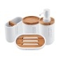 Nimco Kora - Set d'accessoires de salle de bain 4 en 1, blanc / bambou KO 24000SET-05 Nimco Kora - Set d'accessoires de salle de bain 4 en 1, blanc / bambou KO 24000SET-05