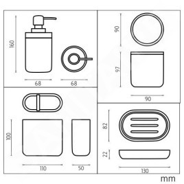 Nimco Kora - Set d'accessoires de salle de bain 4 en 1, blanc / bambou KO 24000SET-05