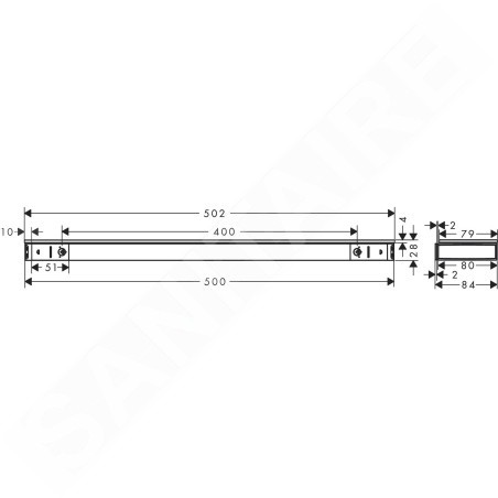 Hansgrohe Rainfinity - Étagère, longueur 500 mm, verre/chrome 26844000