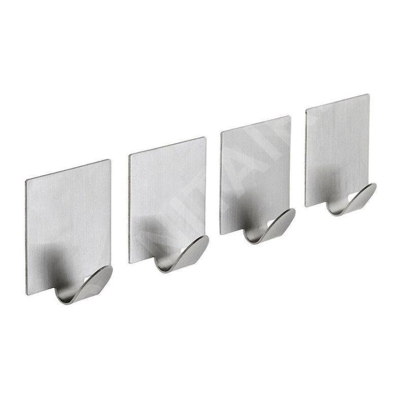 Sapho Accessoires - Crochet autocollant, 4 pièces, inox brossé 33209 Sapho Accessoires - Crochet autocollant, 4 pièces, inox brossé 33209