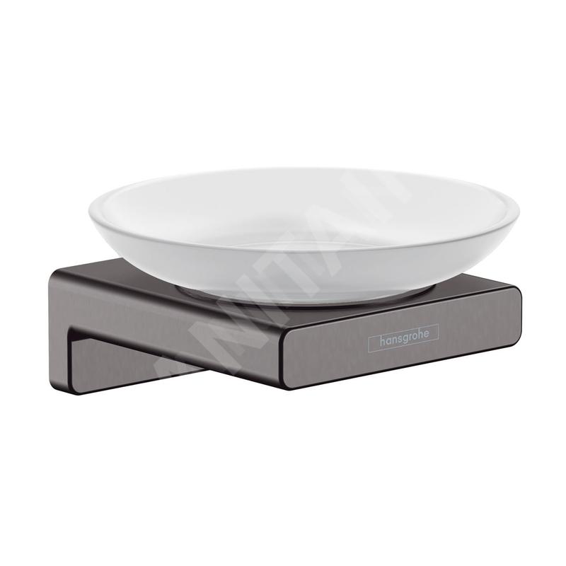 Hansgrohe AddStoris - Porte-savon avec support, verre mat / chrome noir brossé 41746340