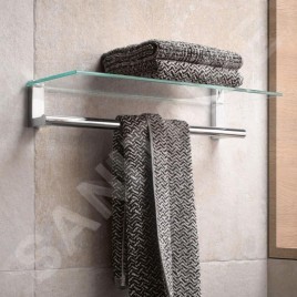 Keuco Plan - Étagère avec porte-serviette, longueur 600 mm, chrome / verre 14975010000