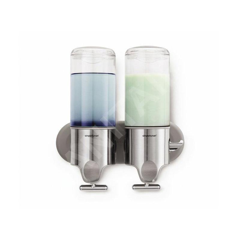 Simplehuman Accessoires de salle de bains - Distributeur de savon et shampooing, 2x 444 ml, inox brossé BT1028
