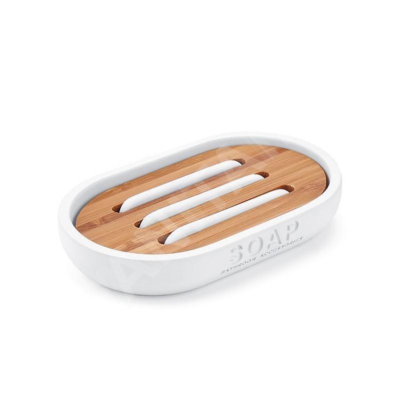 Nimco Kora - Porte-savon, blanc / bambou KO 24059-05