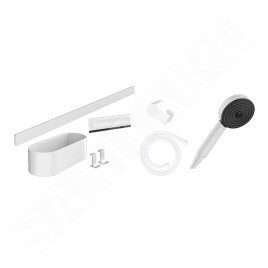 Hansgrohe WallStoris - Set de pommeau de douche 105, 3 jets et accessoires de salle de bain, blanc mat 24291700