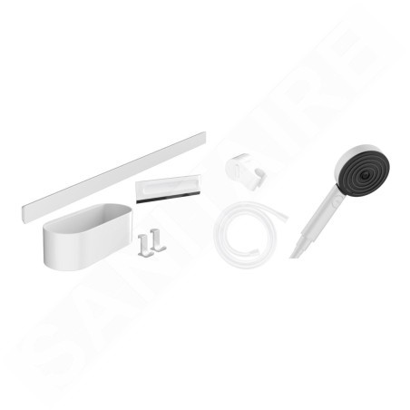 Hansgrohe WallStoris - Set de pommeau de douche 105, 3 jets et accessoires de salle de bain, blanc mat 24291700