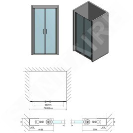 Polysan Zoom Line - Porte de douche à deux battants 800 mm, aluminium poli/verre clair ZL1780