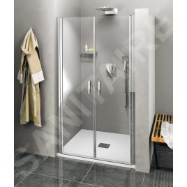 Polysan Zoom Line - Porte de douche à deux battants 1000 mm, aluminium poli/verre clair ZL1710