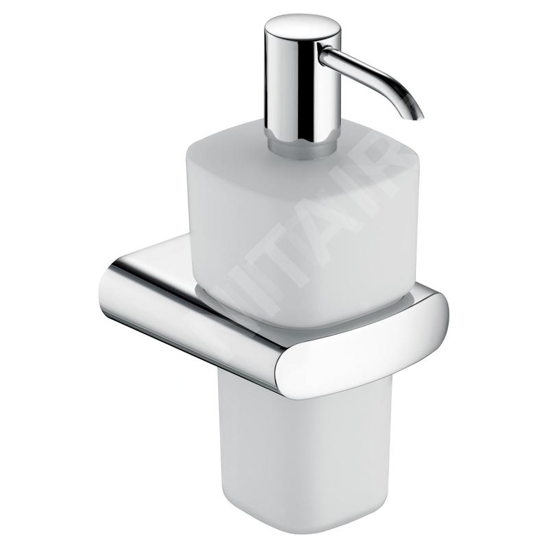 Keuco Elegance - Distributeur de savon avec support, 220 ml, verre dépoli/chrome 11654019000