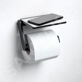Keuco Plan - Porte-papier toilette avec étagère, noir mat 14973370000