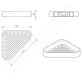 Sapho Gedy Smart - Étagère d'angle de douche 170x30x170 mm, noir mat 328314