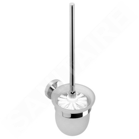 Sapho X-Round - Brosse de toilette murale avec support, verre dépoli/chrome XR303