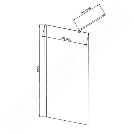 Aqualine Walk-In - Paroi de douche 800x1900 mm, verre clair WI081