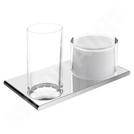 Keuco Edition 400 - Distributeur de savon et verre avec support, verre/chrome 11553019000