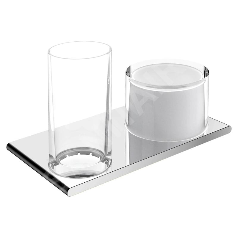 Keuco Edition 400 - Distributeur de savon et verre avec support, verre/chrome 11553019000