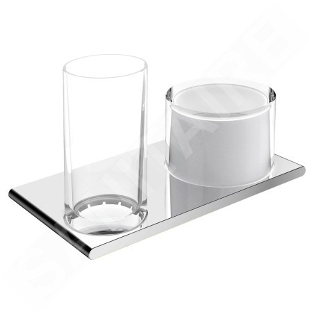 Keuco Edition 400 - Distributeur de savon et verre avec support, verre/chrome 11553019000