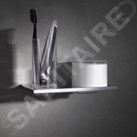 Keuco Edition 400 - Distributeur de savon et verre avec support, verre/chrome 11553019000
