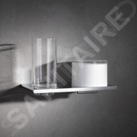 Keuco Edition 400 - Distributeur de savon et verre avec support, verre/chrome 11553019000