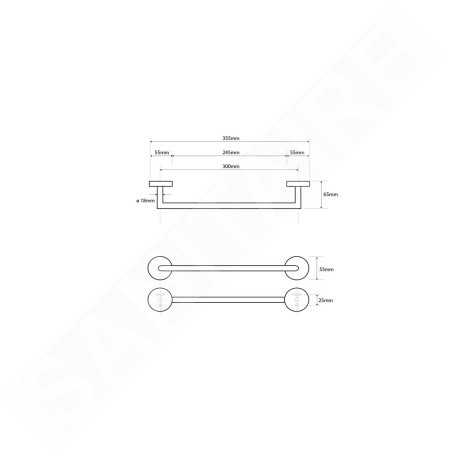 Sapho X-Round - Porte-serviettes, longueur 355 mm, chrome XR400