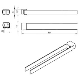 Sapho Gedy Pirenei - Porte-serviettes rotatif, longueur 350 mm, noir mat PI2314