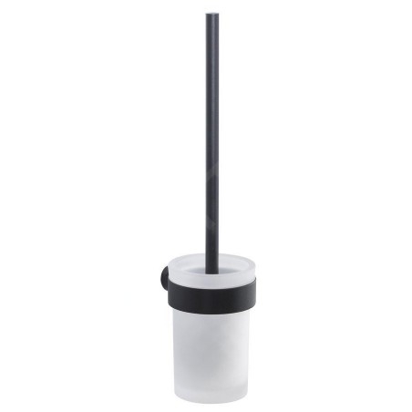 Sapho Accessoires de salle de bains Gedy - Brosse de toilette avec support mural, noir mat/verre satiné PI330314