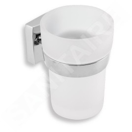 Novaservis Metalia 12 - Verre pour brosses à dents et dentifrice avec support, verre/chrome 0206,0