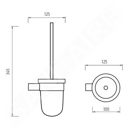 Nimco Bormo - Balayette de toilette murale avec support, verre mat/ chrome BR 11094WN-26