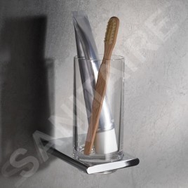 Keuco Edition 400 - Gobelet brosse à dent et dentifrice avec support, verre/chrome 11550019000